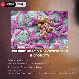 Una aproximación a la ciencia de la microbiota. Centro Cívico Casa Golferichs. Ayuntamiento de Barcelona. Del 28/10 al 11/11